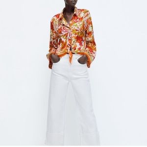 ZARA Knotted Print Blouse